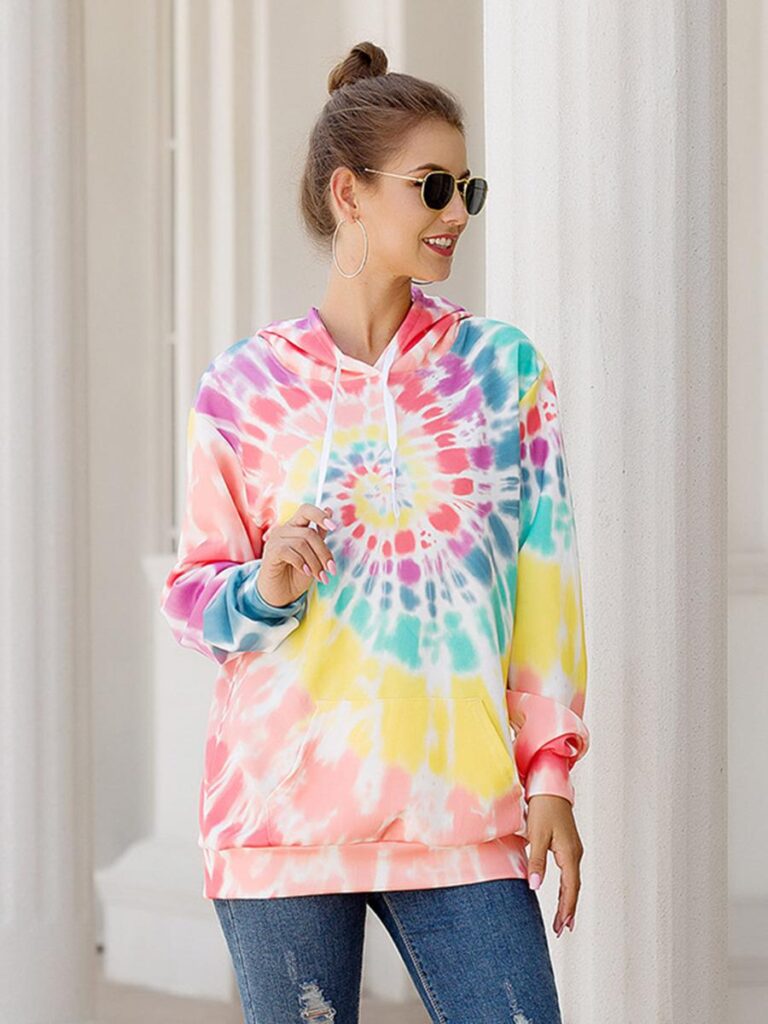 shestar wholesale long sleeve tie dye womens hoodies