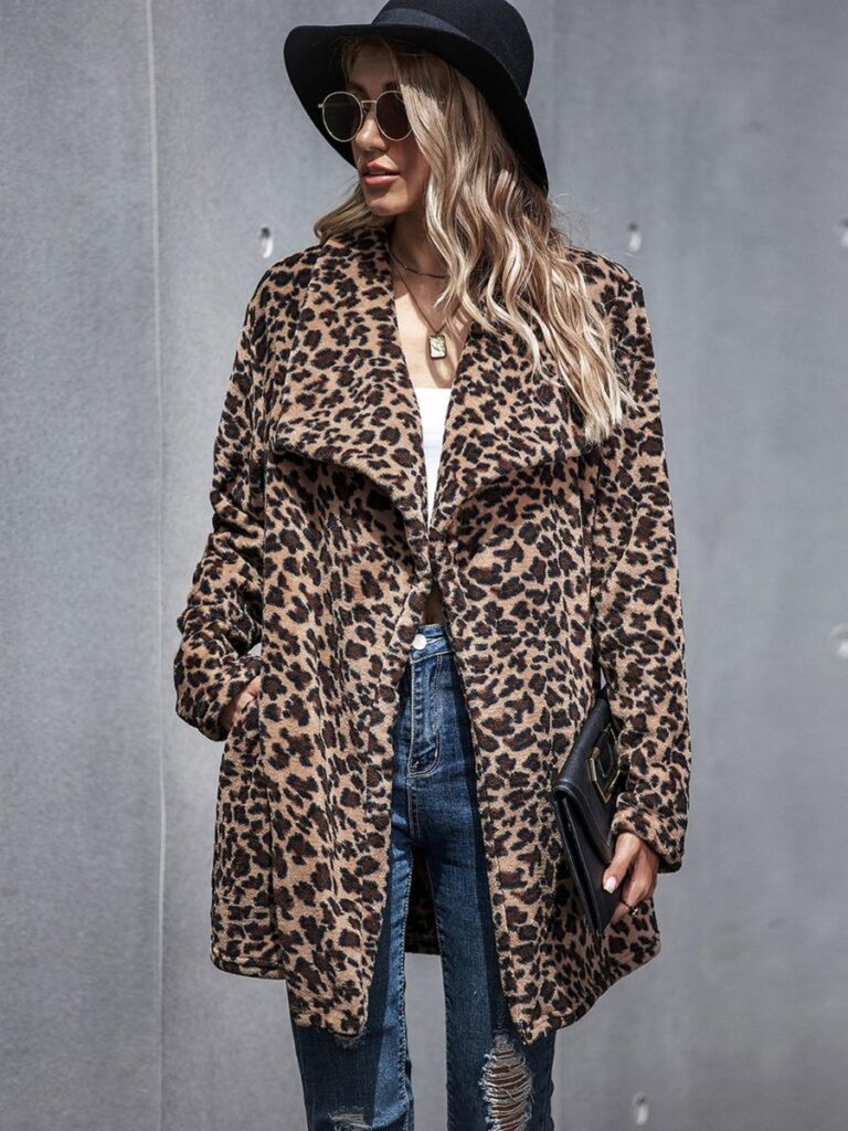 shestar wholesale stylish faux fur leopard coat