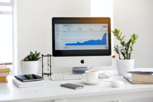 workspace with indoor plants