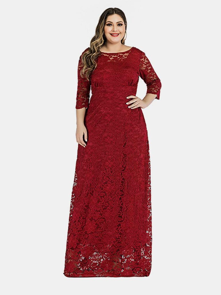 shestar wholesale plus size lace pocket side evening dress