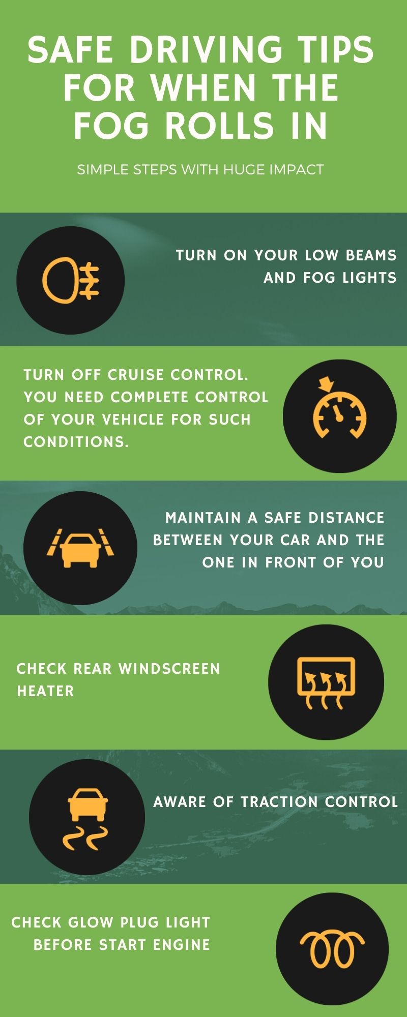 tips to care in fog driving