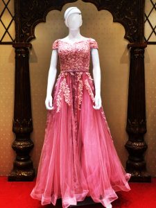 popin- PINK NET WEDDING GOWN, wedding gown on rent in Mumbai