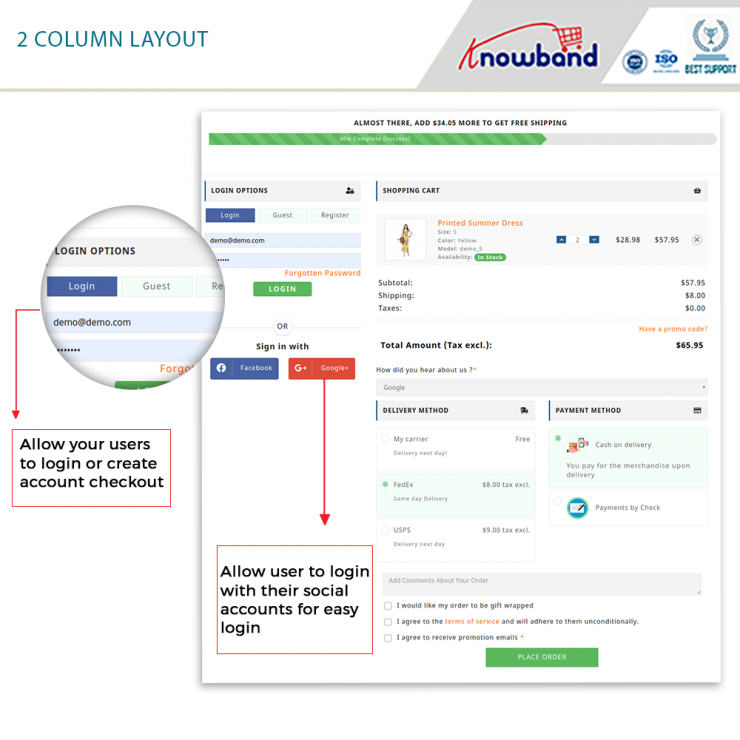 multi column layout in one page checkout by knowband