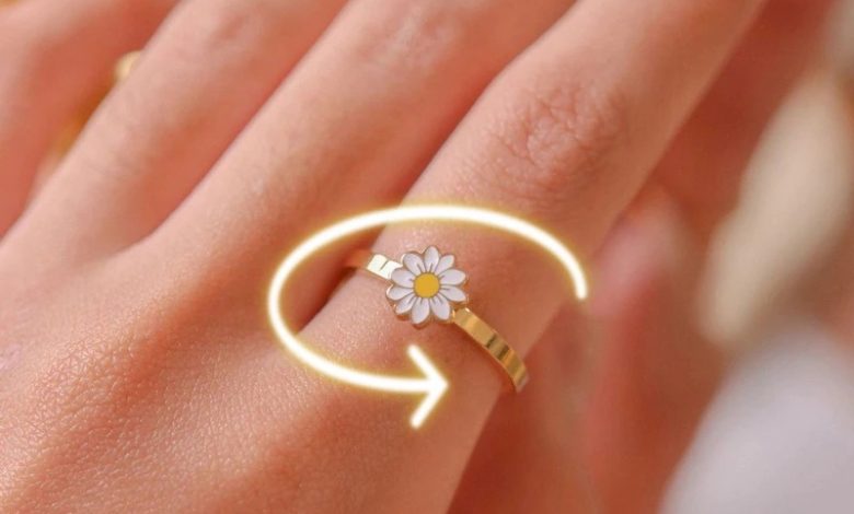 women wearing rotatable anxiety relief ring