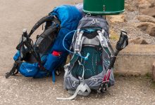 two hiking backpacks in the street - backpacking in europe